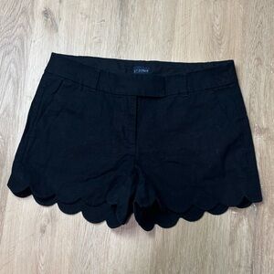 J By J. Crew Black Scallop Hem Women's Linen Blend Shorts 4